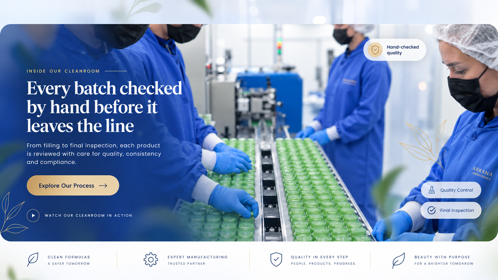 Inside our cleanroom: every batch checked by hand before it leaves the line