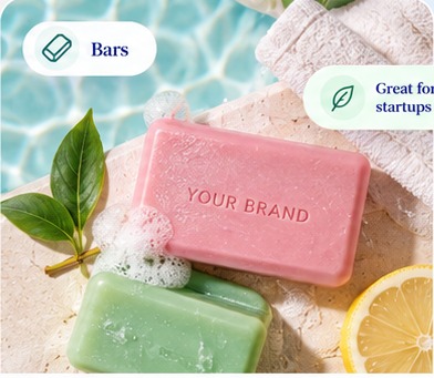 Cold-process soap bars cut and cured